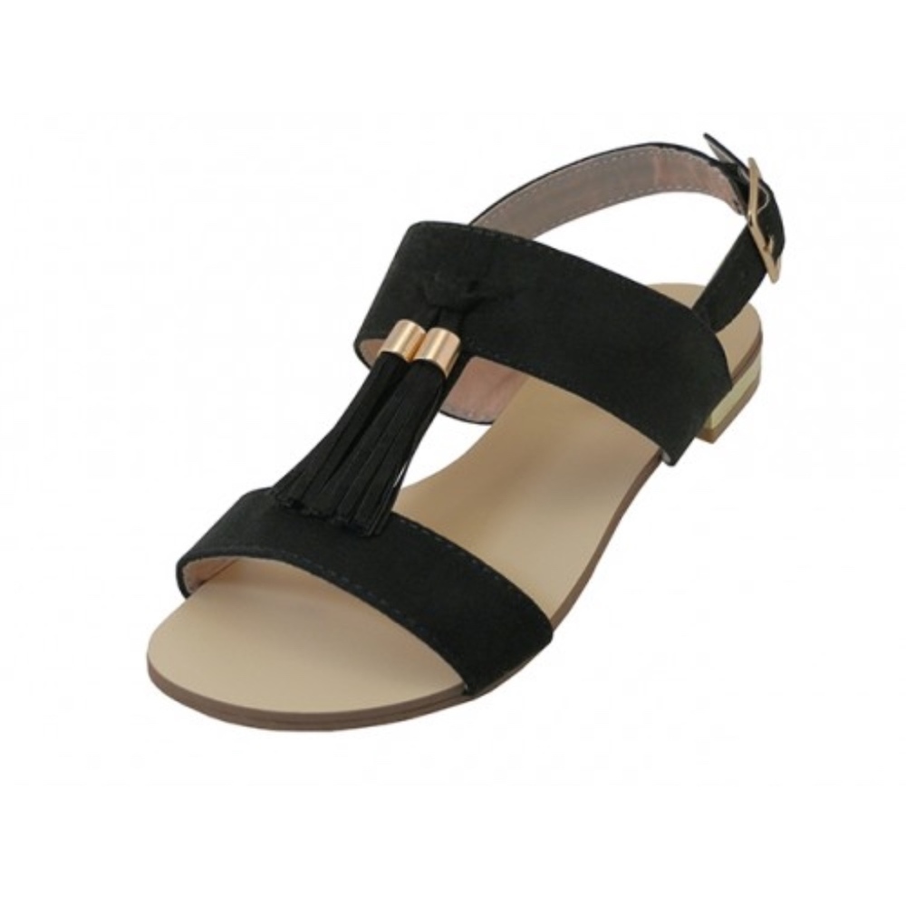 BLACK MINDI FLAT SANDAL